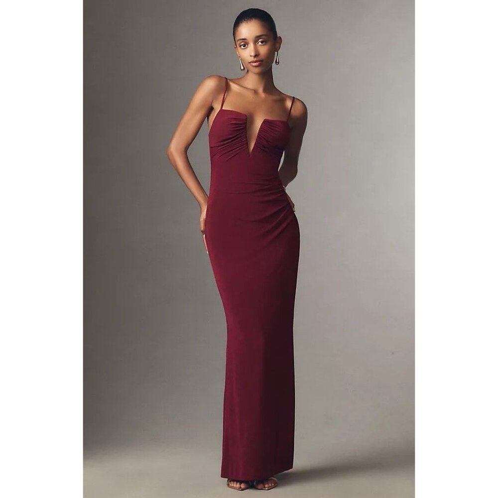 Katie May Anthropologie Erykah V-Wire Sangria Maxi Dress Small NWT $245 - Picture 4 of 15